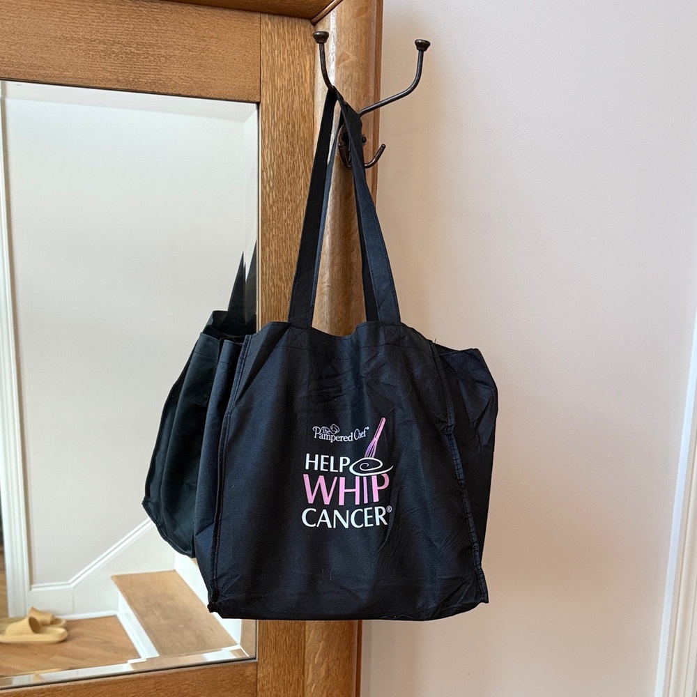 The Pampered Chef Black Tote with Pink 'Help Whip Cancer' Design